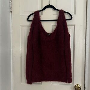 Fashion Nova Deep Red V-Neck Sweater